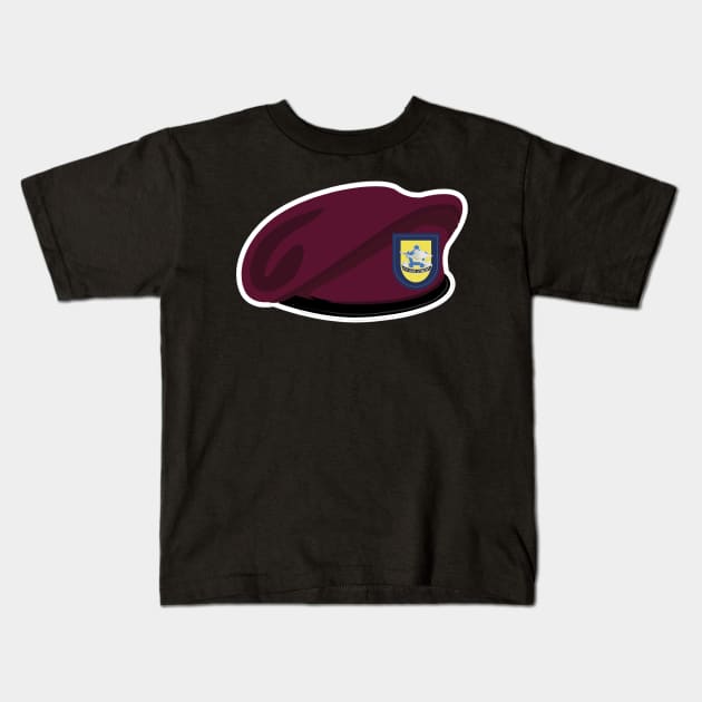 Maroon Beret - Flash - DUI - 173rd Support Battalion wo Txt X 300 Kids T-Shirt by twix123844